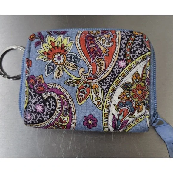 Vera Bradley Cotton RFID Petite Zip Around Wallet Provence Paisley - Picture 1 of 6